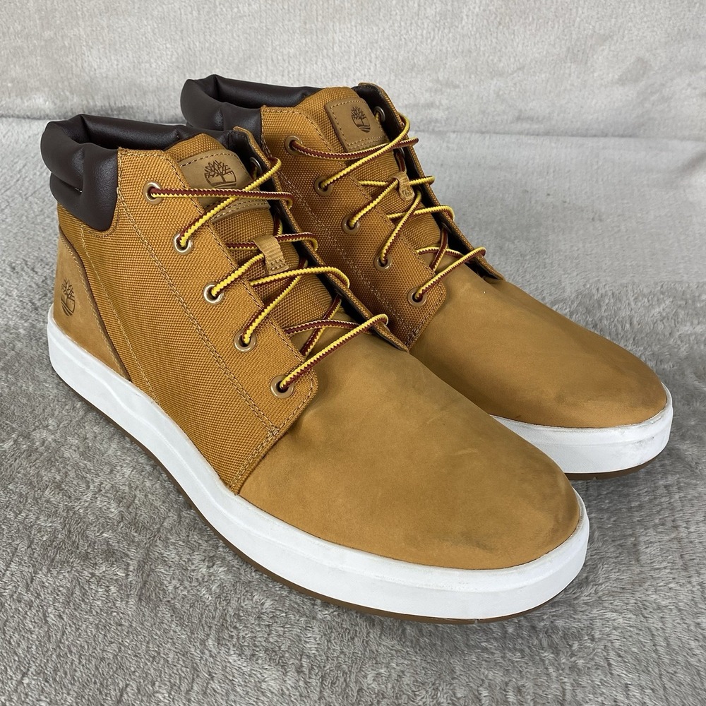 Timberland Davis Square Mens Chukka Boots Size 11.5 Wheat Nubuck Canvas NEW